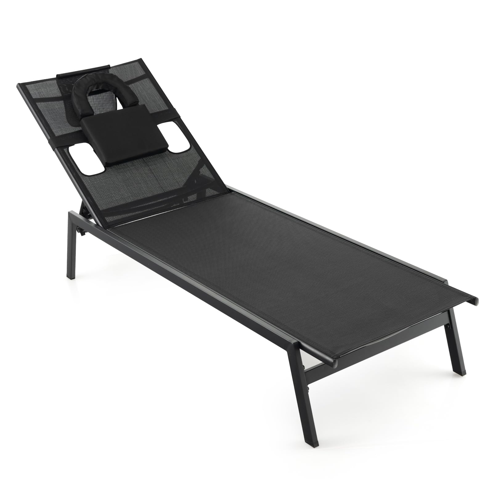 Chaise Longue de bronzage Tangkula avec trou facial et trous latéraux
